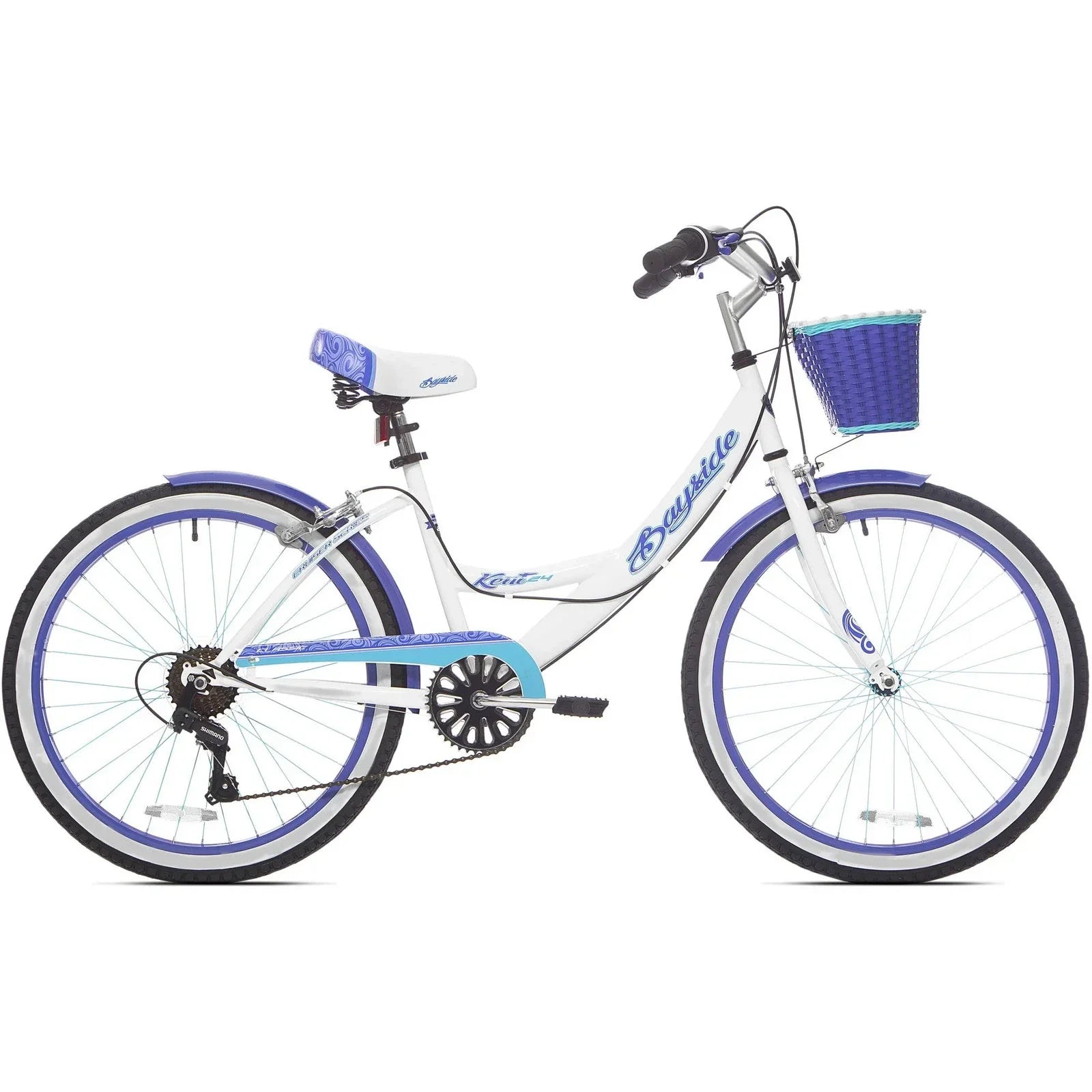 Kent 62443 24" Bayside Multi-Speed Girl's Bike, White/Purple